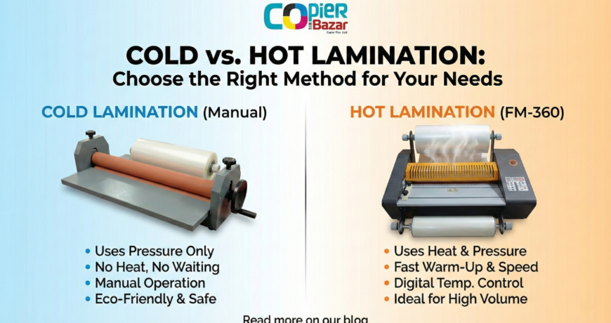 Cold Lamination vs Hot Lamination: Complete Guide for Print Shops in 2025 1 Cold lamination machine vs hot lamination machine side by side comparison for print shops in India