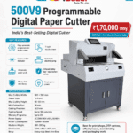 500V9 Paper Cutter fully automatic programmable digital paper cutting machine with 7-inch touch screen, 500mm cutting width and 90mm cutting height by CopierBazar India