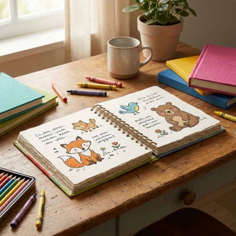 Colorful handmade children's story book with spiral binding